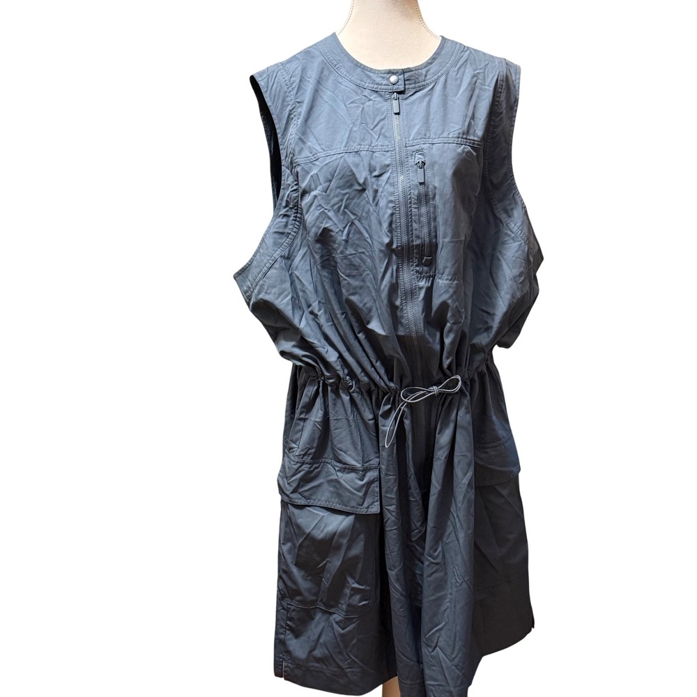 4X Plus size RompOld‎ Navy STRETCHTECH Gray/Green Sleeveless Drawstring Waist er